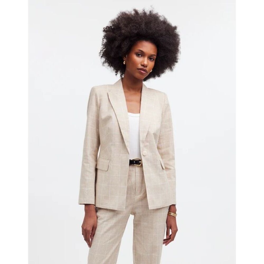 Madewell The Slim Blazer in Sesame Maeve Glen Plaid Size M